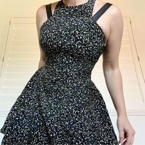 BCBGeneration Black and White strappy leather cutout mini Cocktail Dress